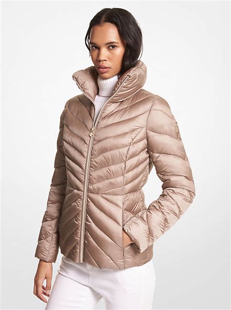 michael kors faux leather puffer jacket|Michael Kors packable puffer.